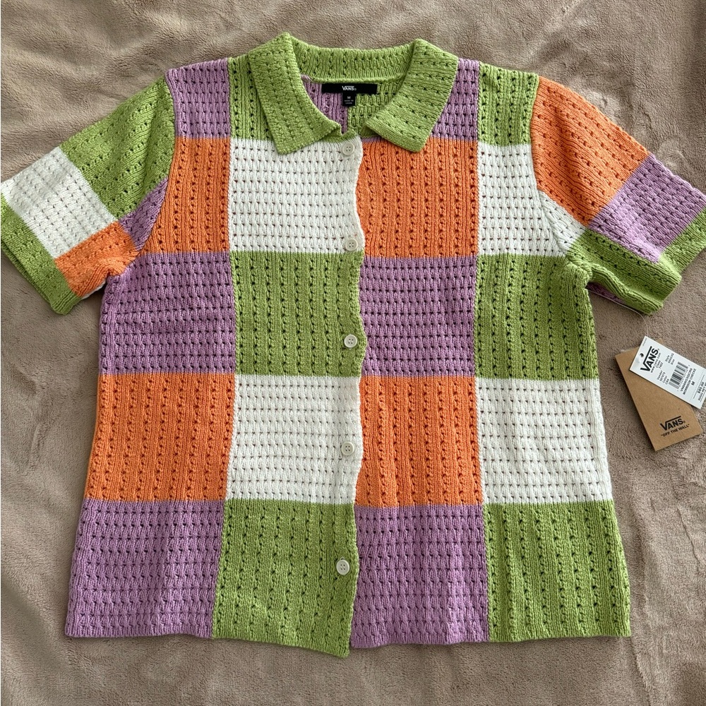 Vans Knit Multicolor Checkered Button Down Shirt